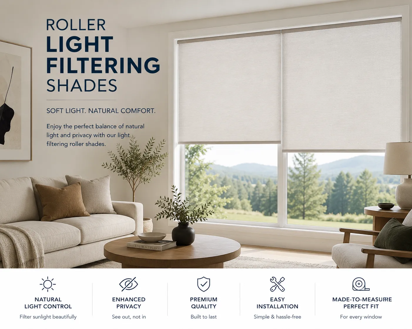 Light filtering roller Shades